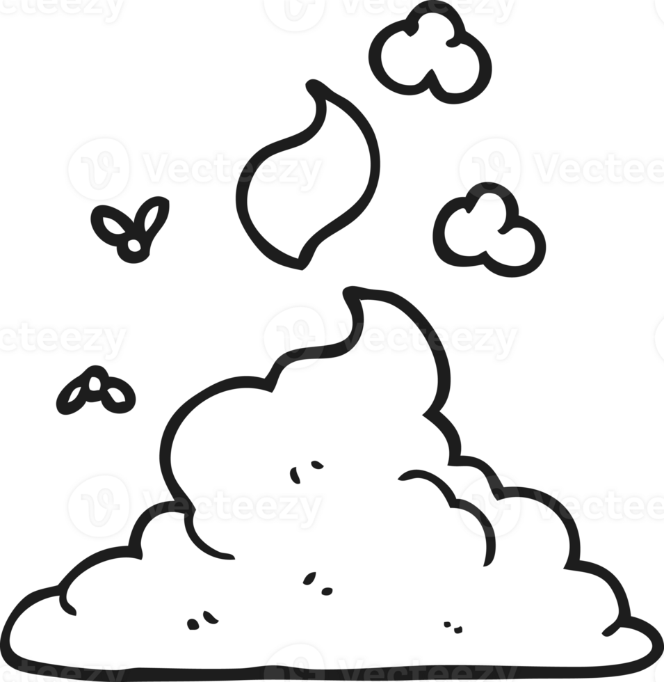hand drawn black and white cartoon steaming pile of poop png