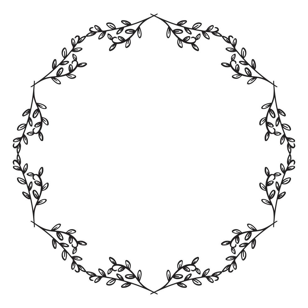 Hand drawn floral wreath, wreath circle flower frame vector