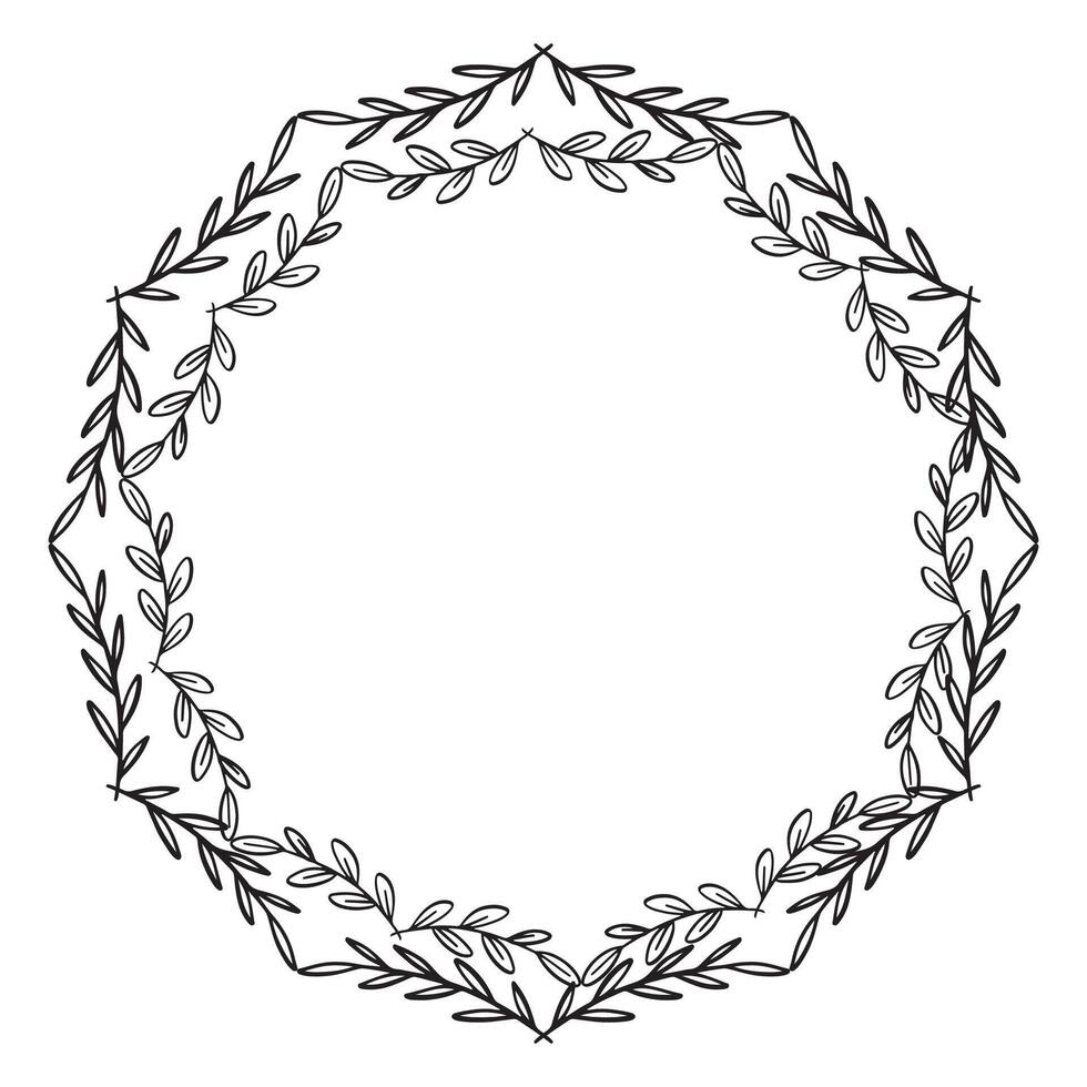 Hand drawn floral wreath, wreath circle flower frame vector