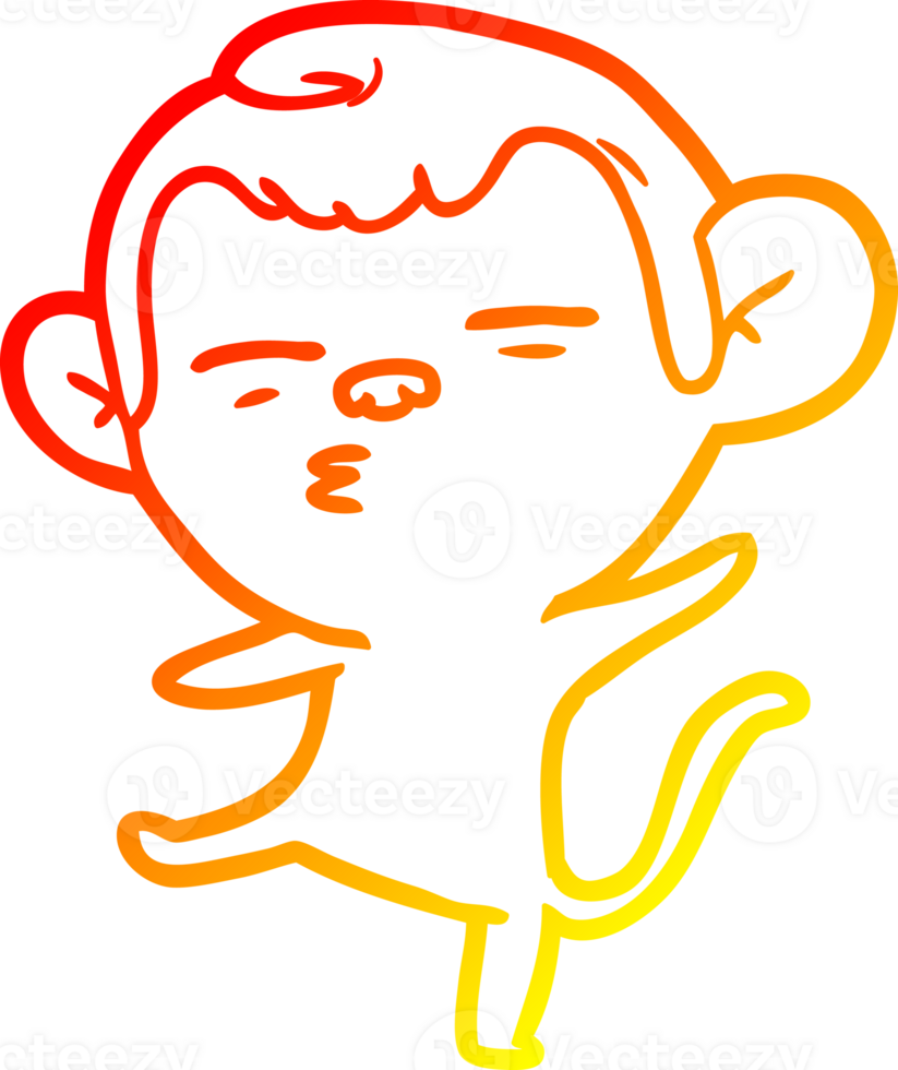 warm gradient line drawing of a cartoon suspicious monkey png