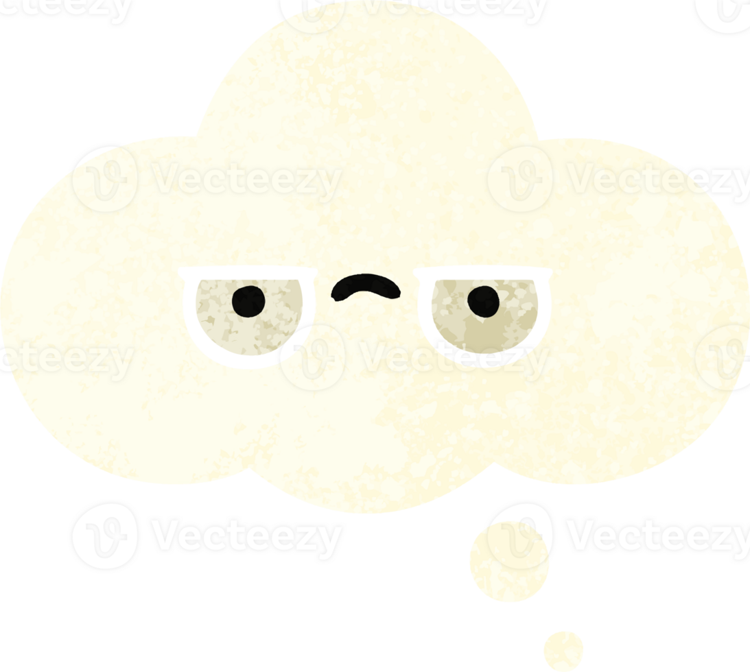 retro illustration style cartoon of a thought bubble png