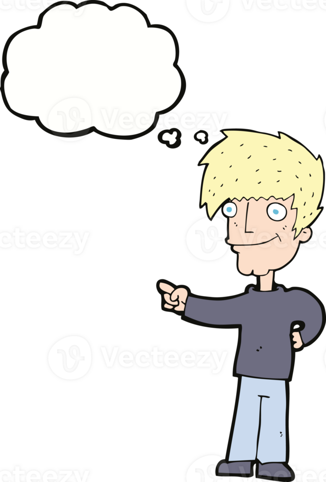 cartoon man pointing with thought bubble png