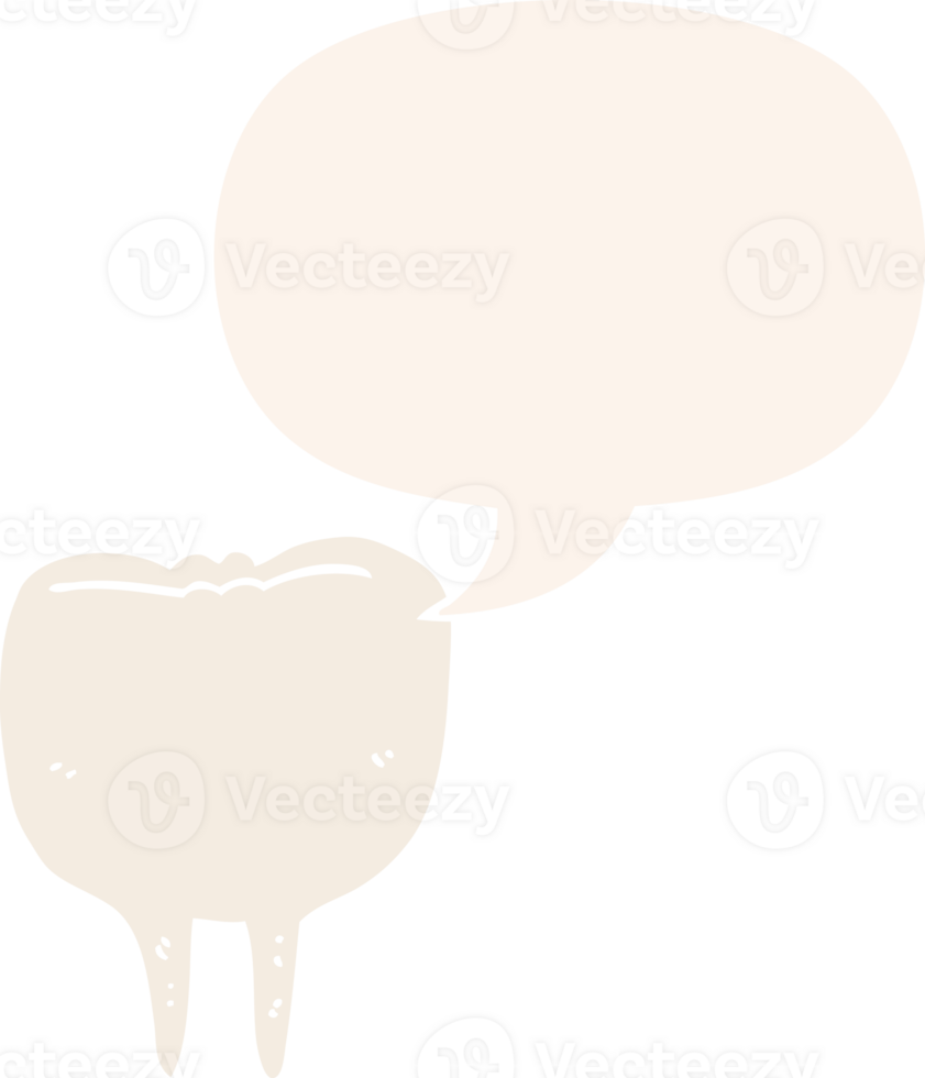 cartoon tooth with speech bubble in retro style png