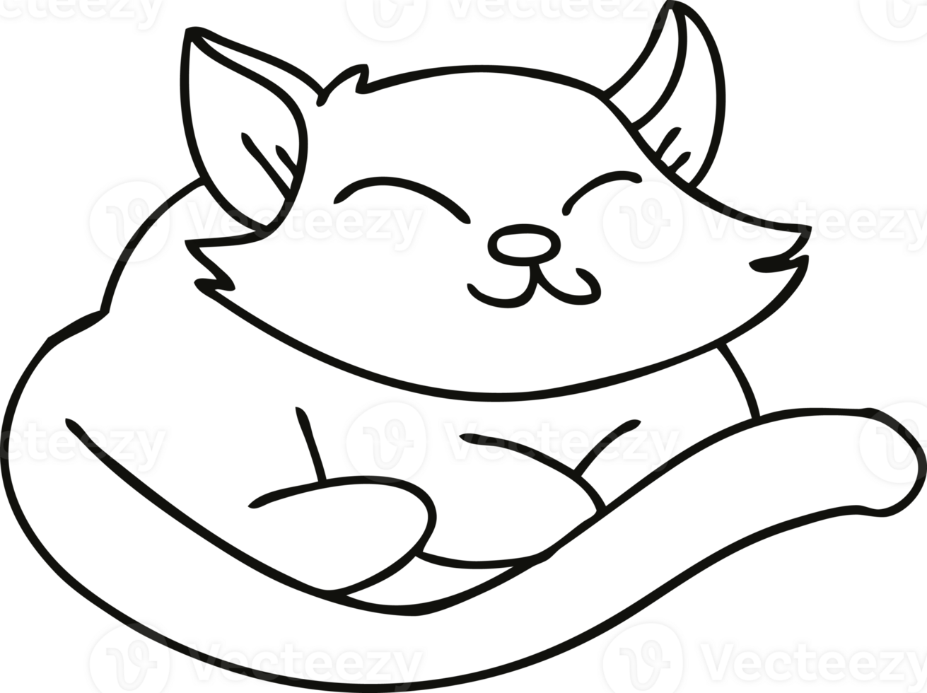 line drawing quirky cartoon cat png