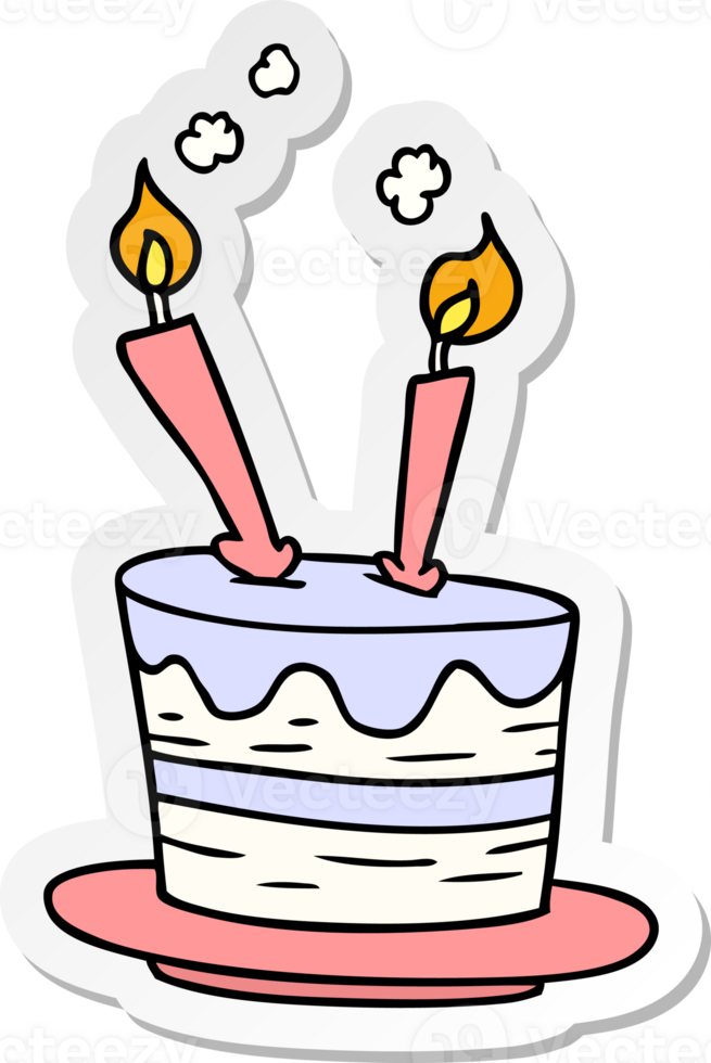 mano dibujado pegatina dibujos animados garabatear de un cumpleaños pastel png