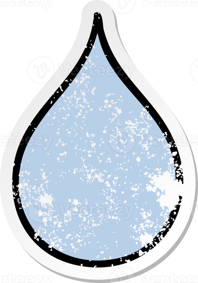 distressed sticker of a quirky hand drawn cartoon rain drop png