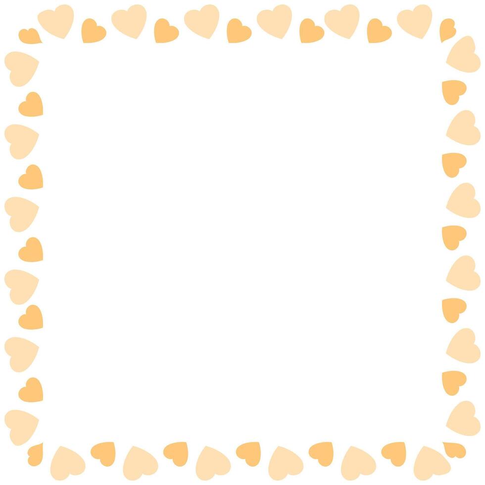Hand drawn hearts border and frame on white background vector
