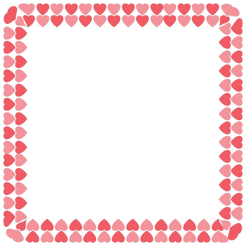 Hand drawn hearts border and frame on white background vector