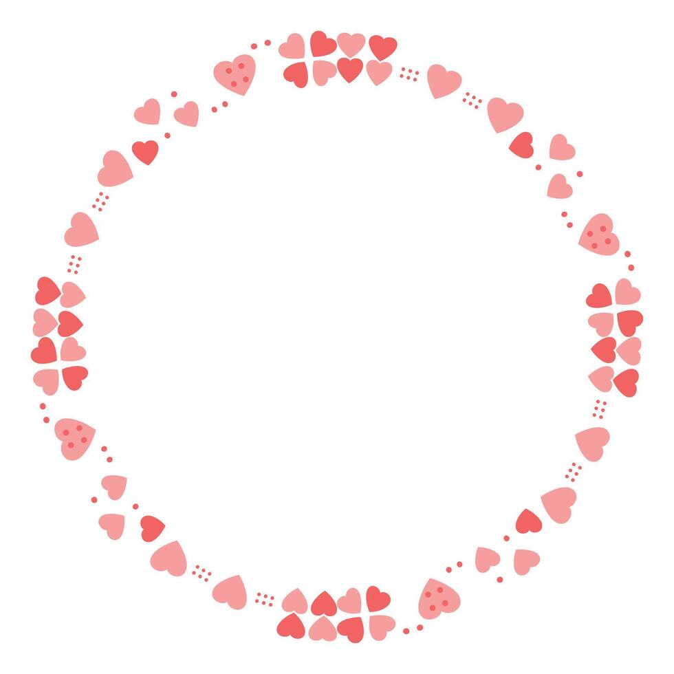 Hand drawn hearts border and frame on white background vector
