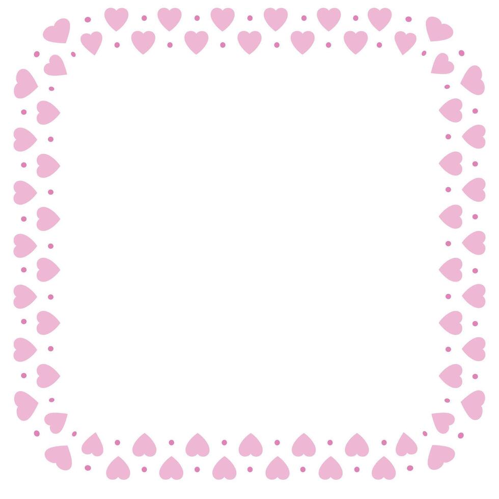 Hand drawn hearts border and frame on white background vector