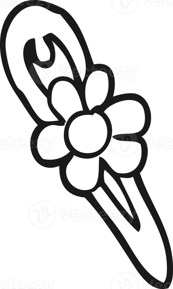 hand drawn black and white cartoon hair clip png
