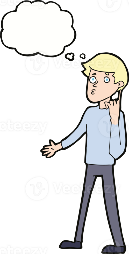 cartoon man asking question with thought bubble png