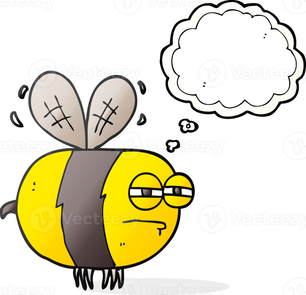 hand drawn thought bubble cartoon unhappy bee png