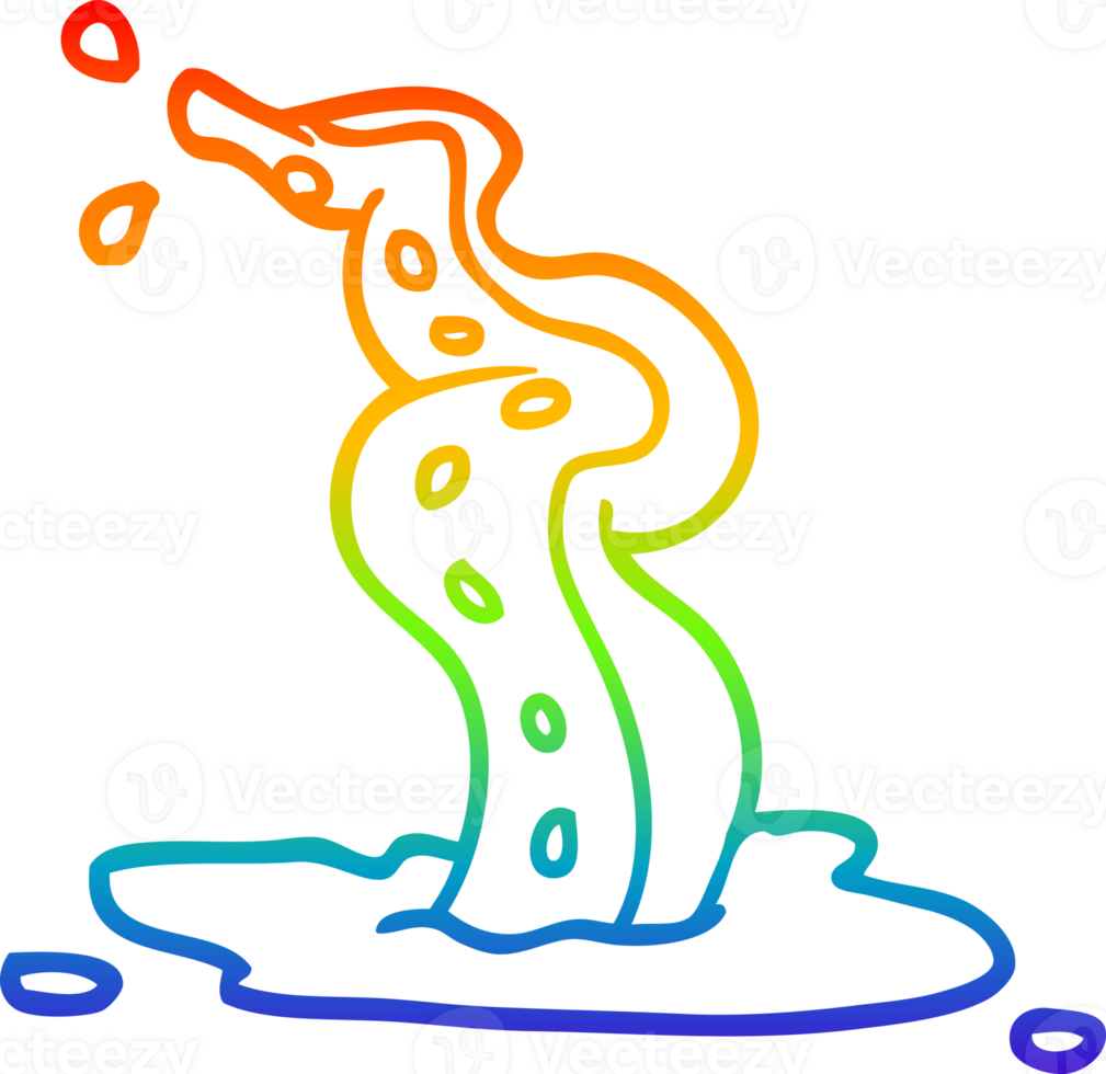 rainbow gradient line drawing of a cartoon spooky tentacle png