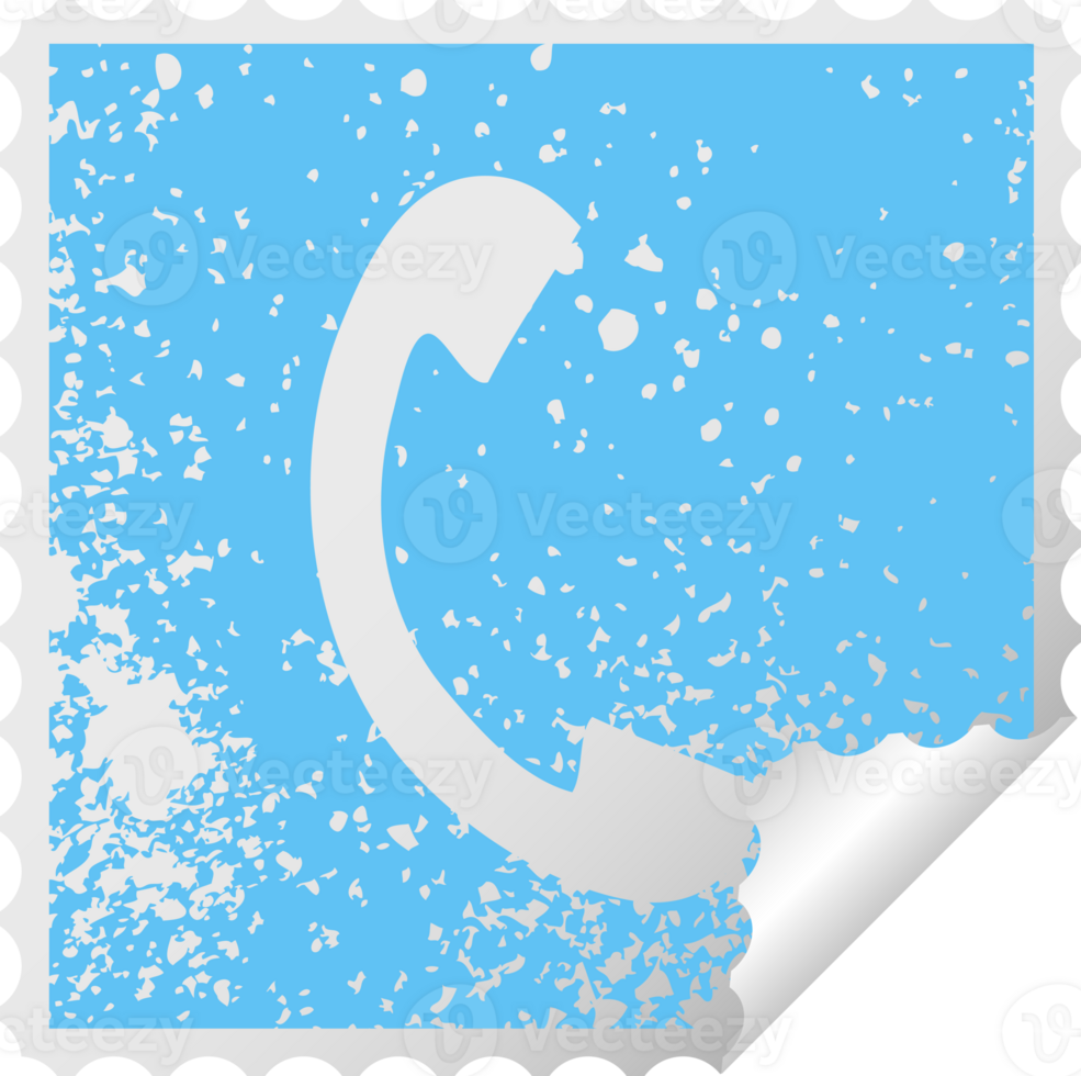 distressed square peeling sticker symbol of a telephone handset png
