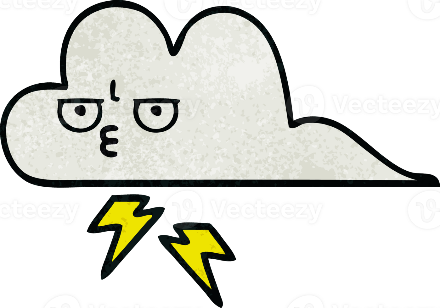 retro grunge texture cartoon of a thunder cloud png