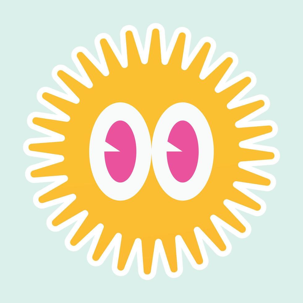 Cute happy sun with funny smiling face vector