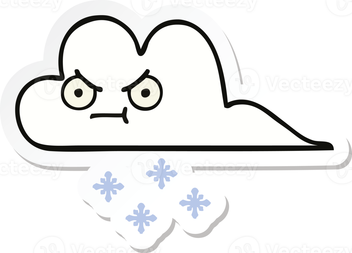 sticker of a cute cartoon snow cloud png