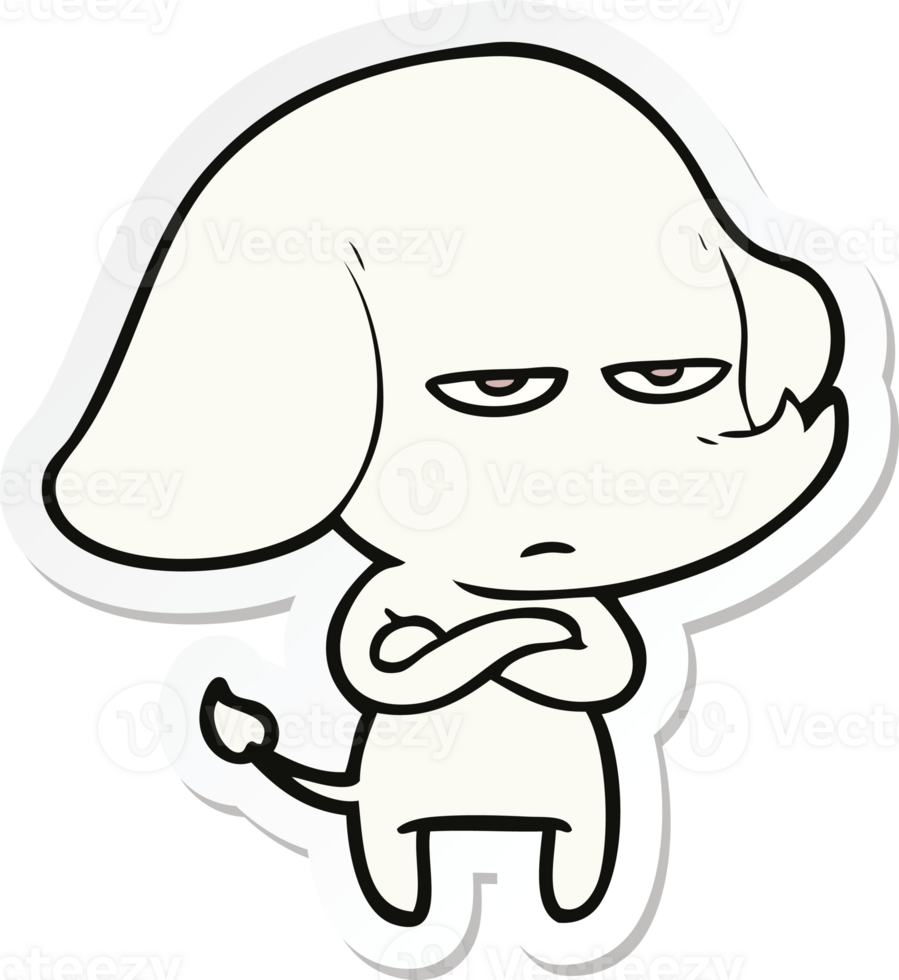 sticker of a annoyed cartoon elephant png