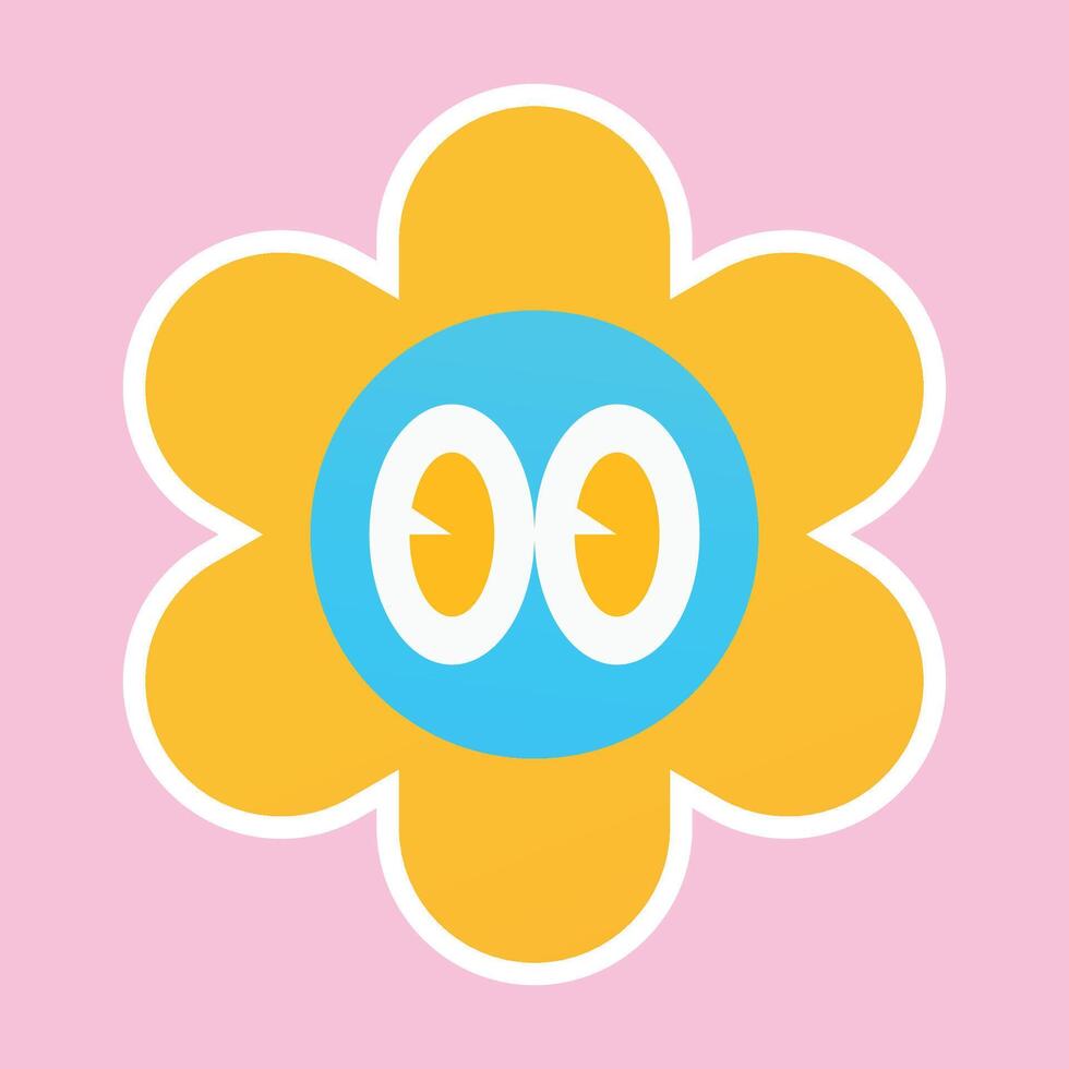 Retro cartoon sticker illustration on pink background vector
