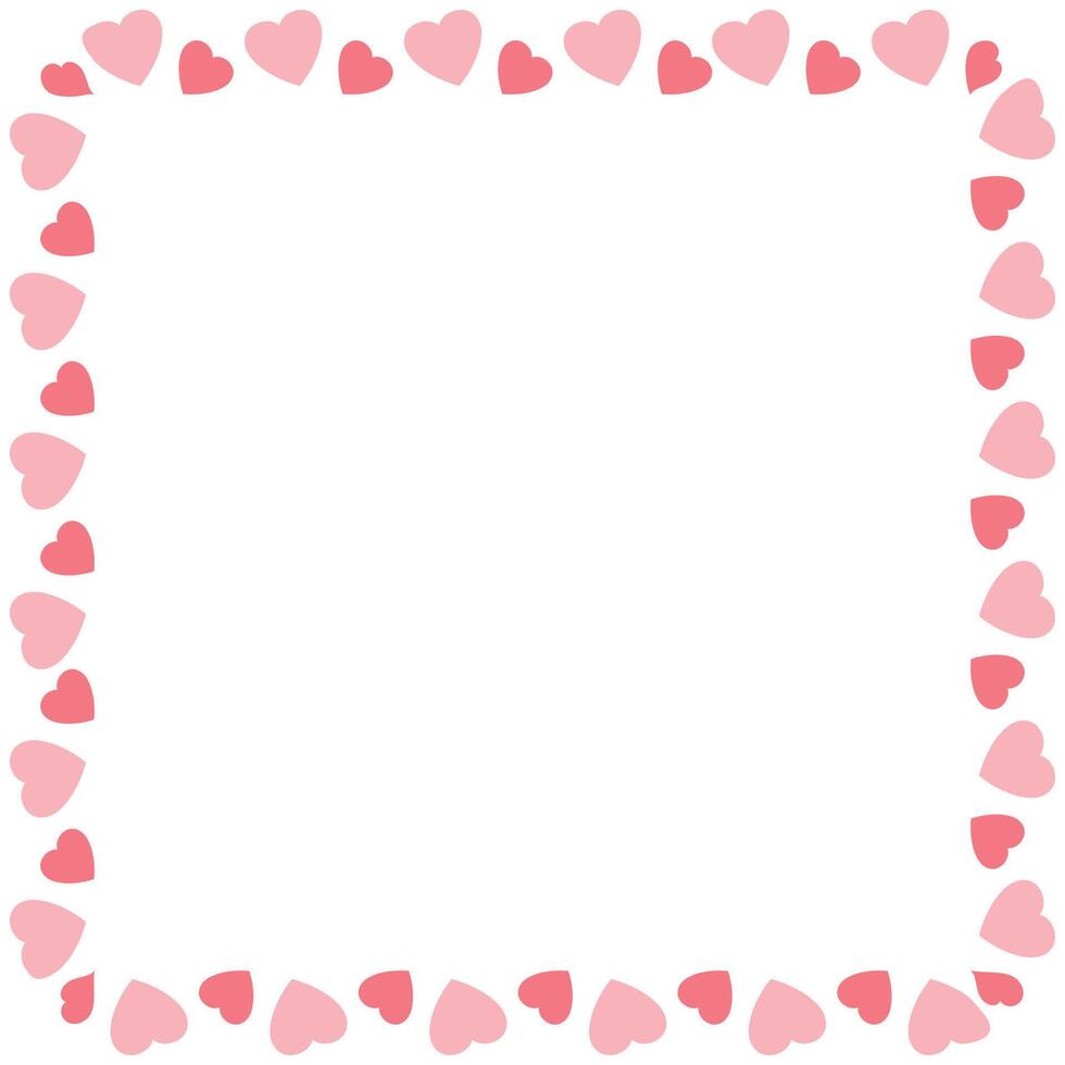 Hand drawn hearts border and frame on white background vector