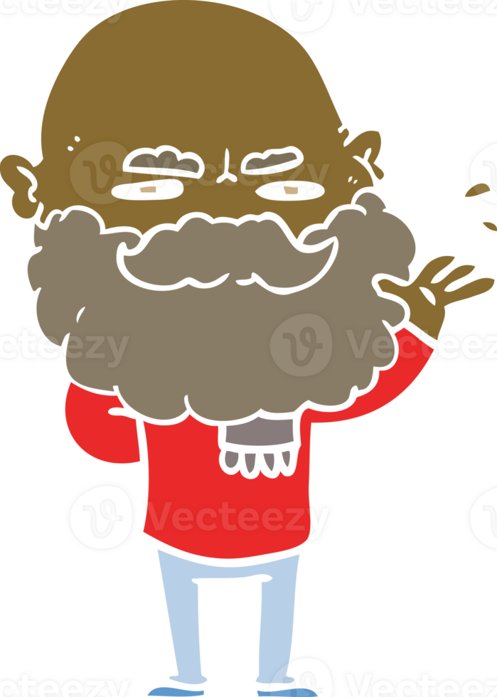 flat color style cartoon dismissive man with beard frowning png