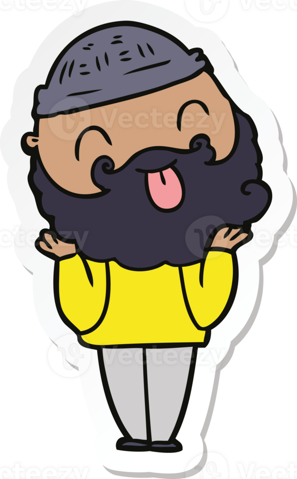 sticker of a man with beard sticking out tongue png