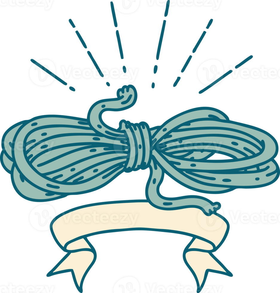 scroll banner with tattoo style wound rope png