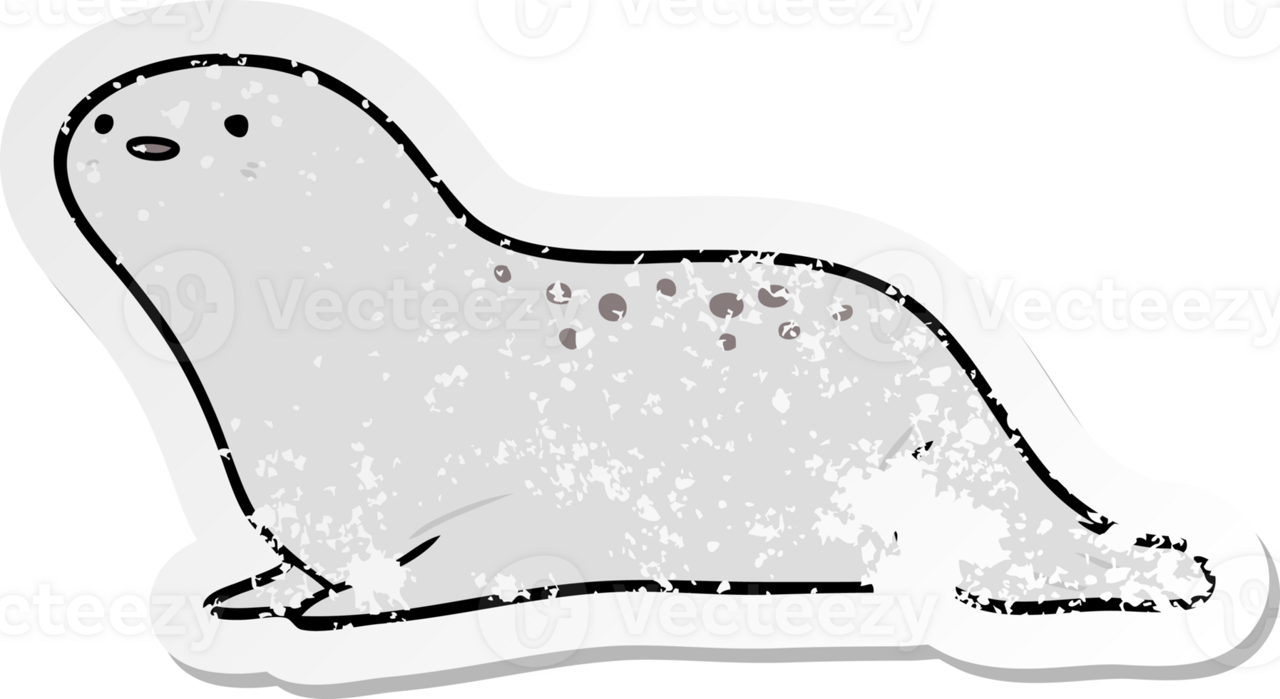distressed sticker of a cartoon seal png