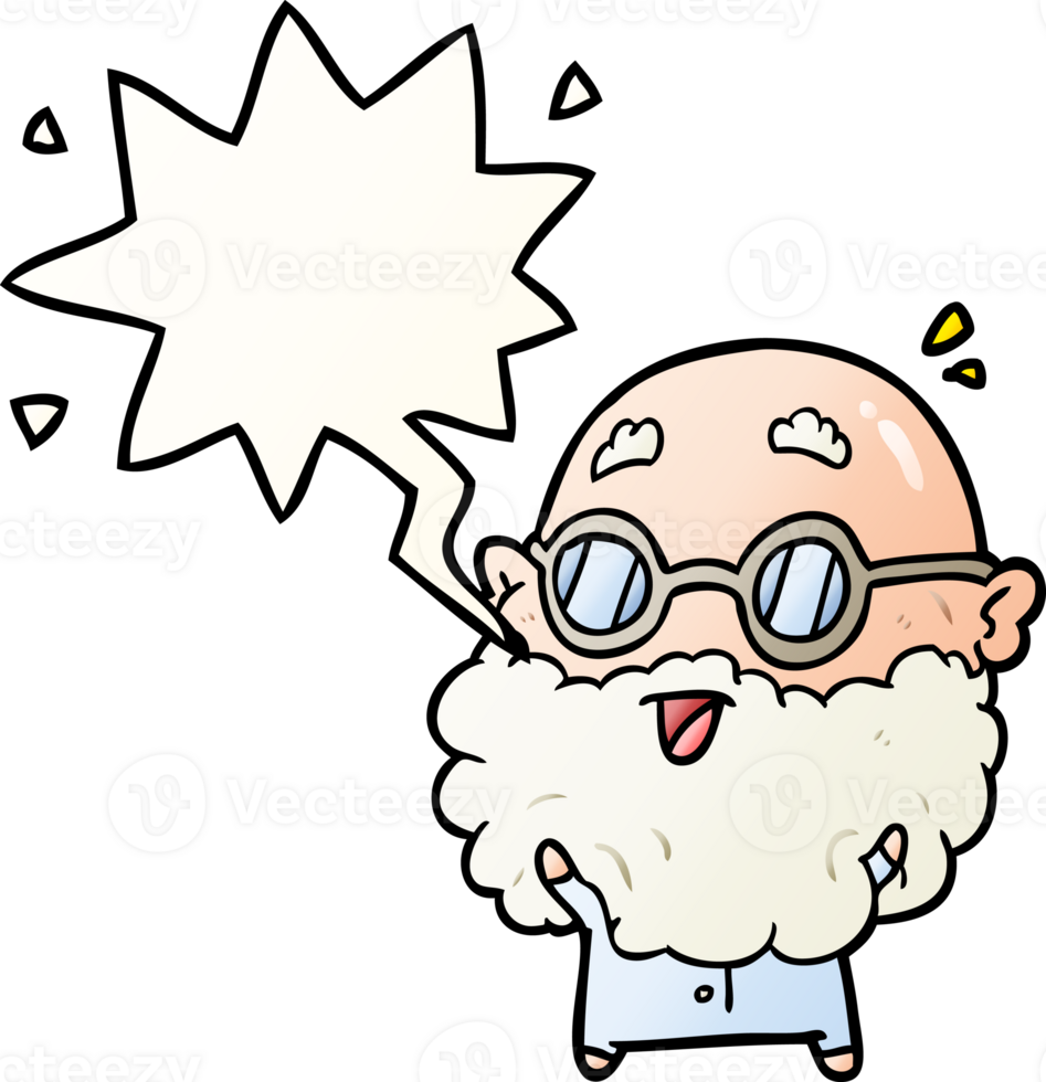 cute cartoon surprised old man with speech bubble in smooth gradient style png