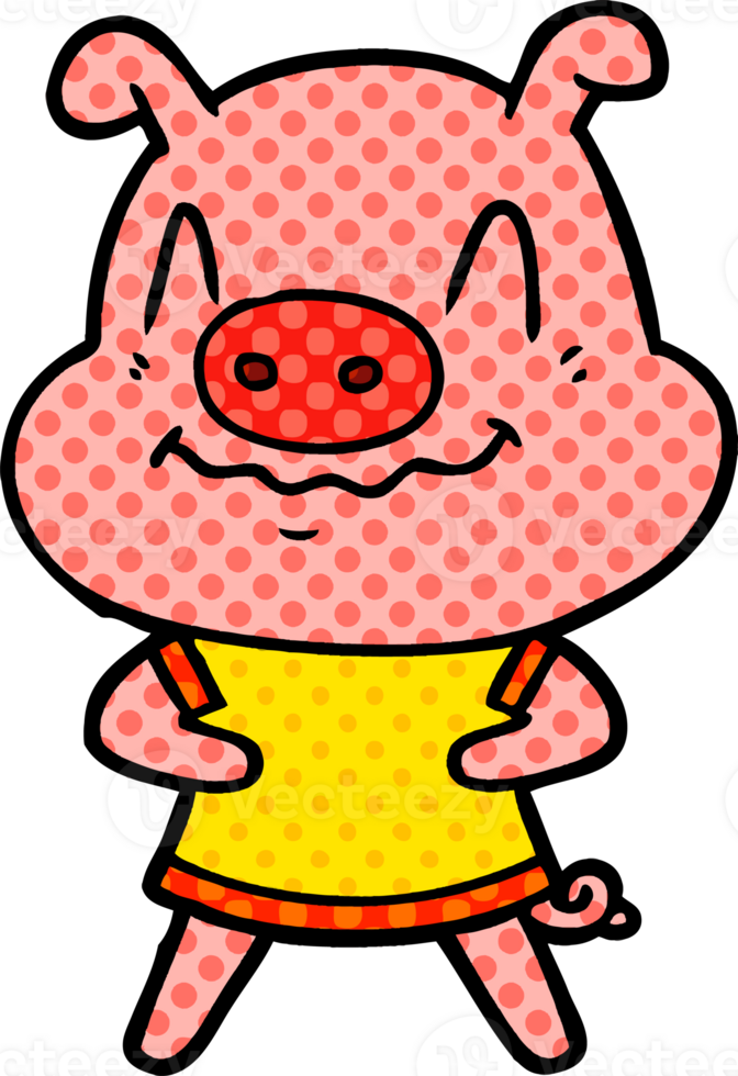 nervous cartoon pig png