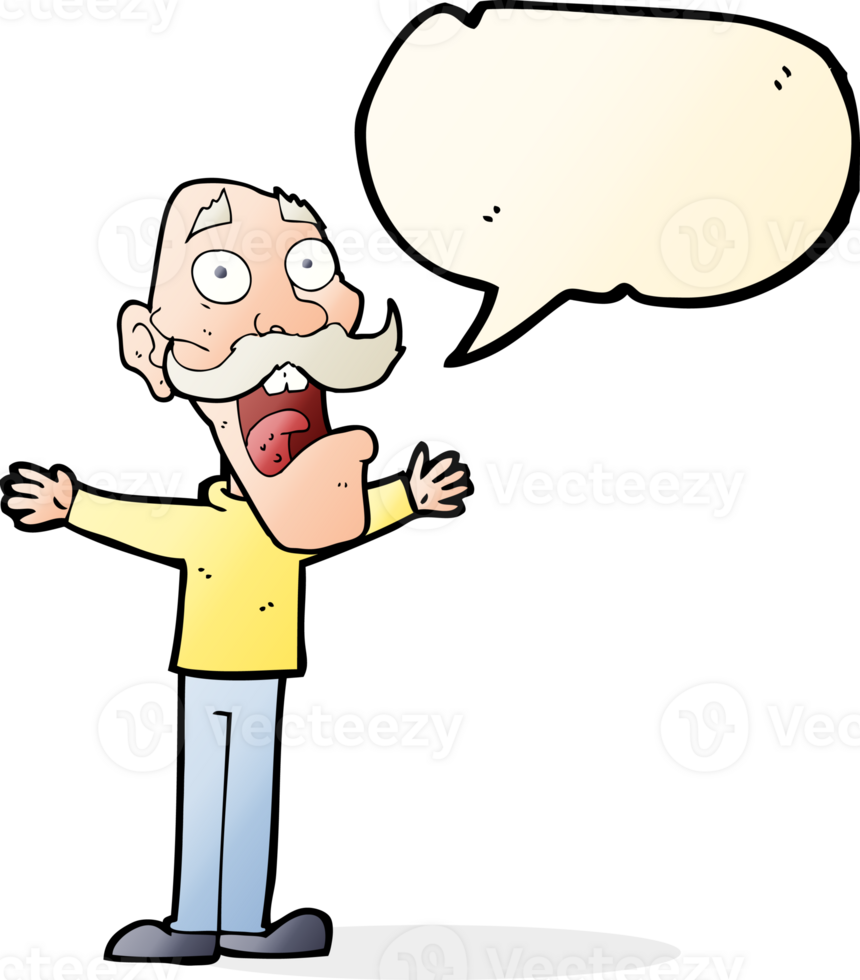 cartoon stressed old man with speech bubble png