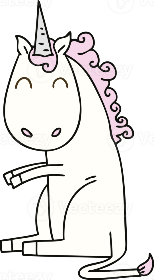 hand drawn quirky cartoon unicorn png
