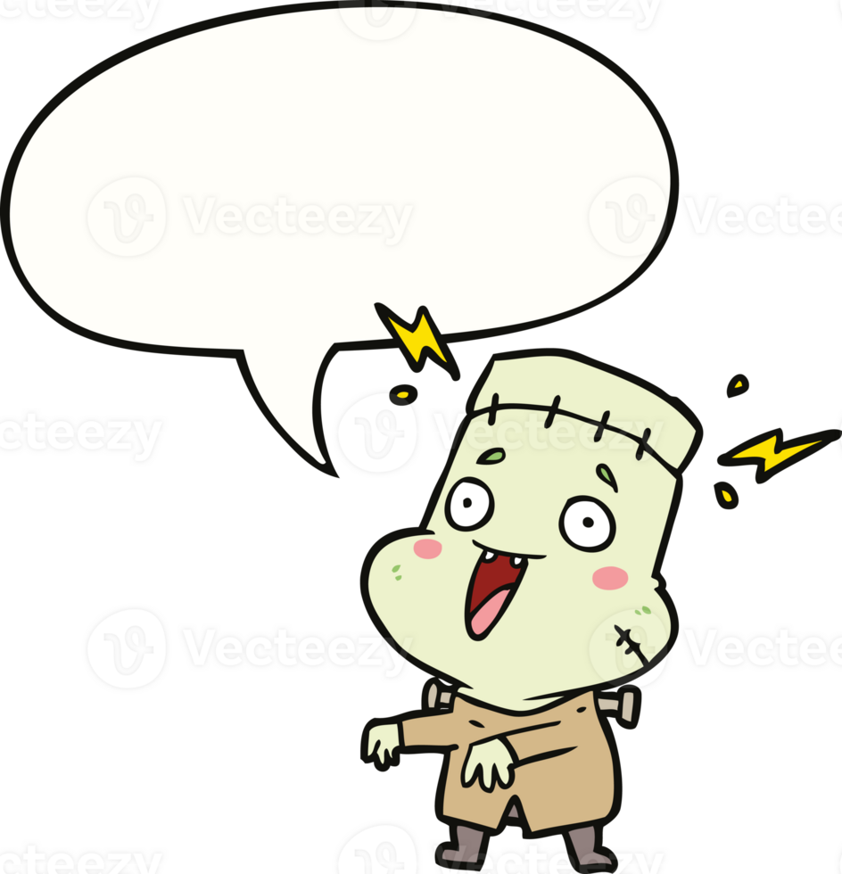 cartoon undead monster creation man with speech bubble png