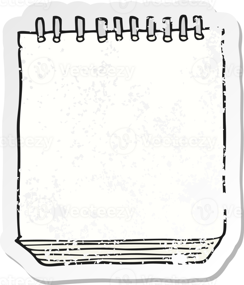 retro distressed sticker of a cartoon notepad png