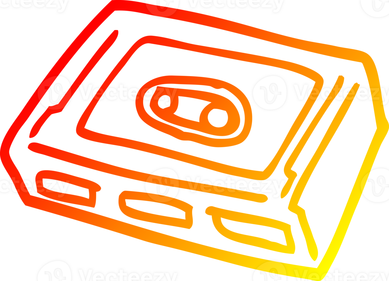 warm gradient line drawing of a cartoon retro tape cassette png