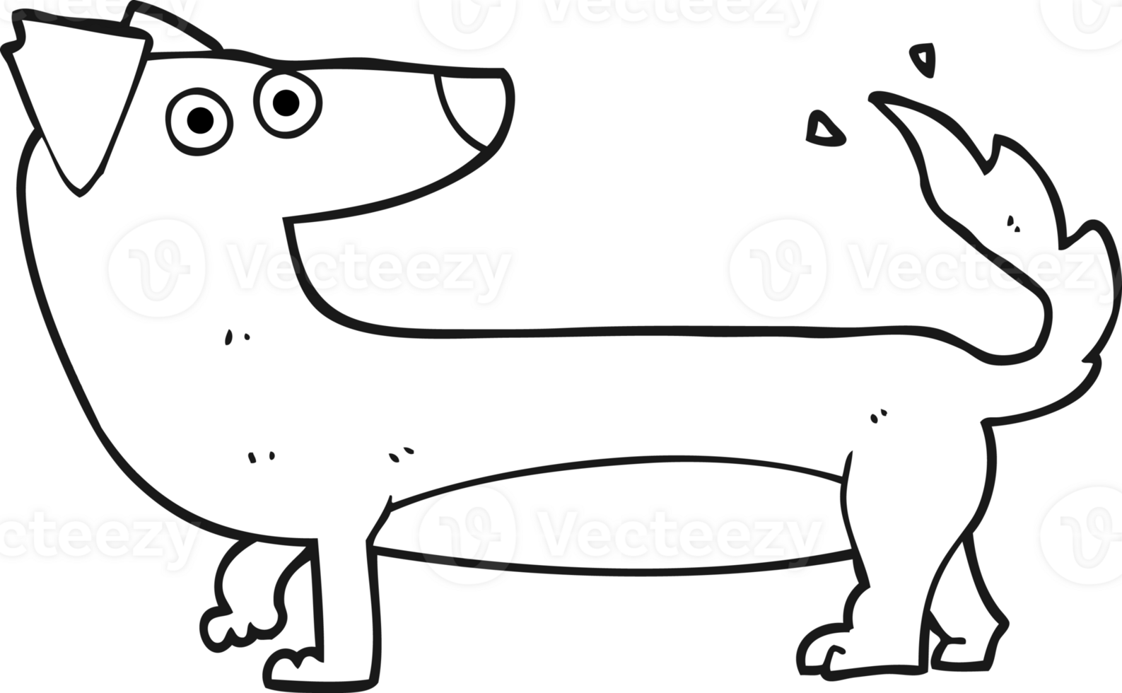 hand drawn black and white cartoon dog png