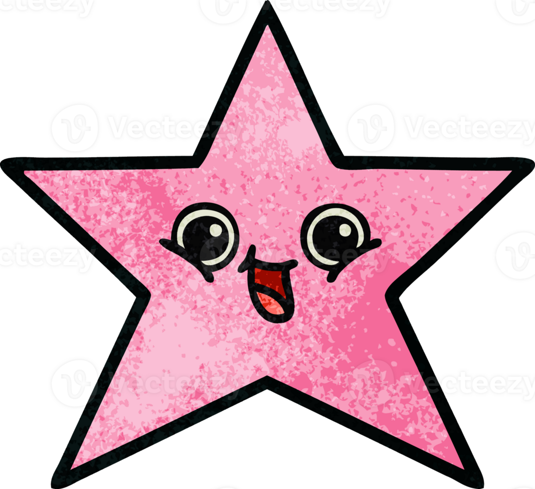 retro grunge texture cartoon of a star fish png