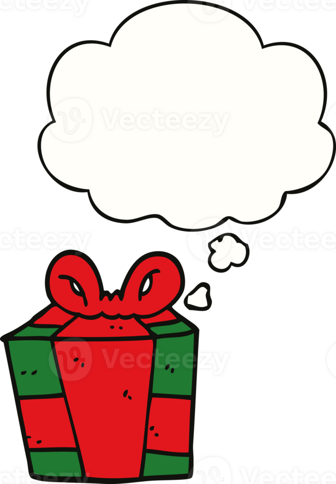 cartoon present with thought bubble png