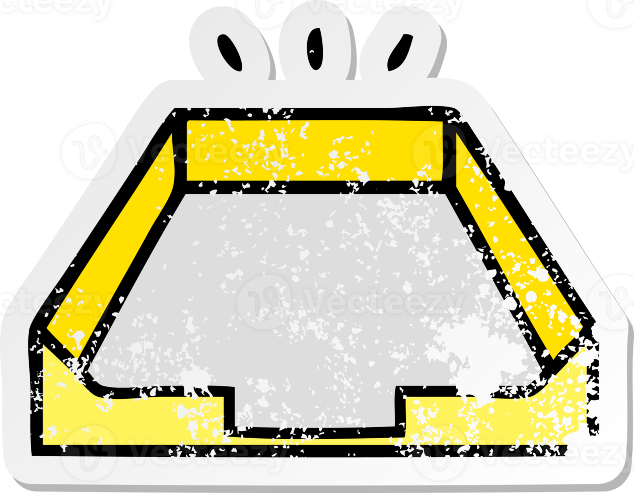 distressed sticker of a cute cartoon empty tray png