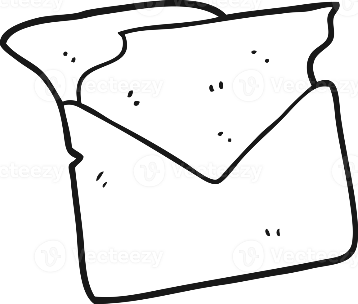 hand drawn black and white cartoon open letter png