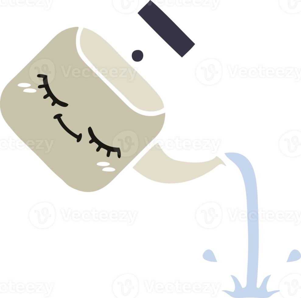 flat color retro cartoon of a pouring kettle png