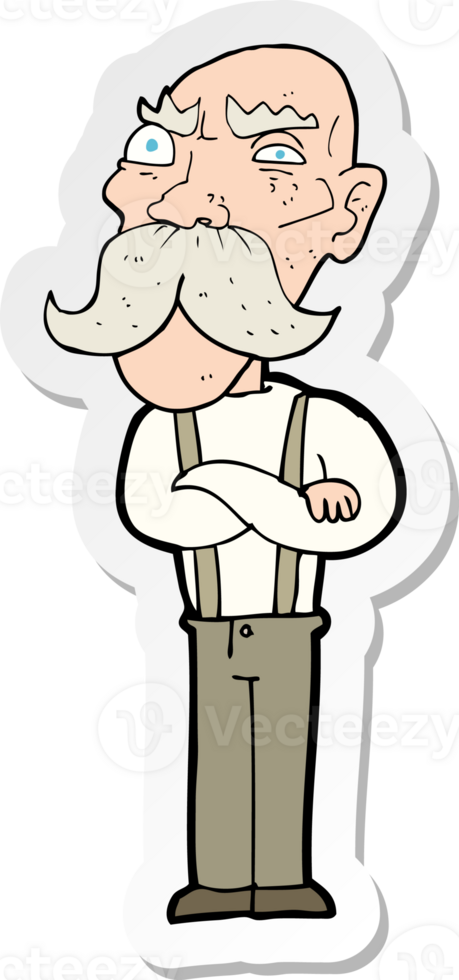 sticker of a cartoon angry old man png
