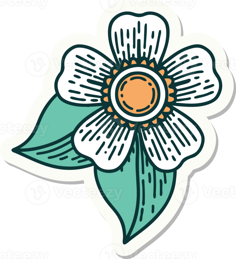 sticker of tattoo in traditional style of a flower png