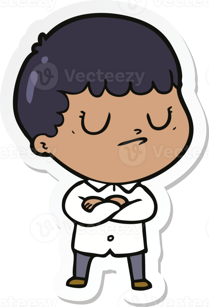 sticker of a cartoon grumpy boy png
