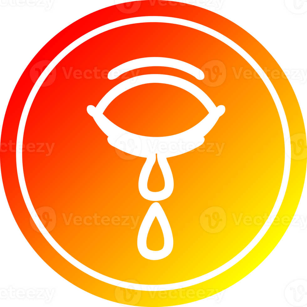 crying eye circular icon with warm gradient finish png