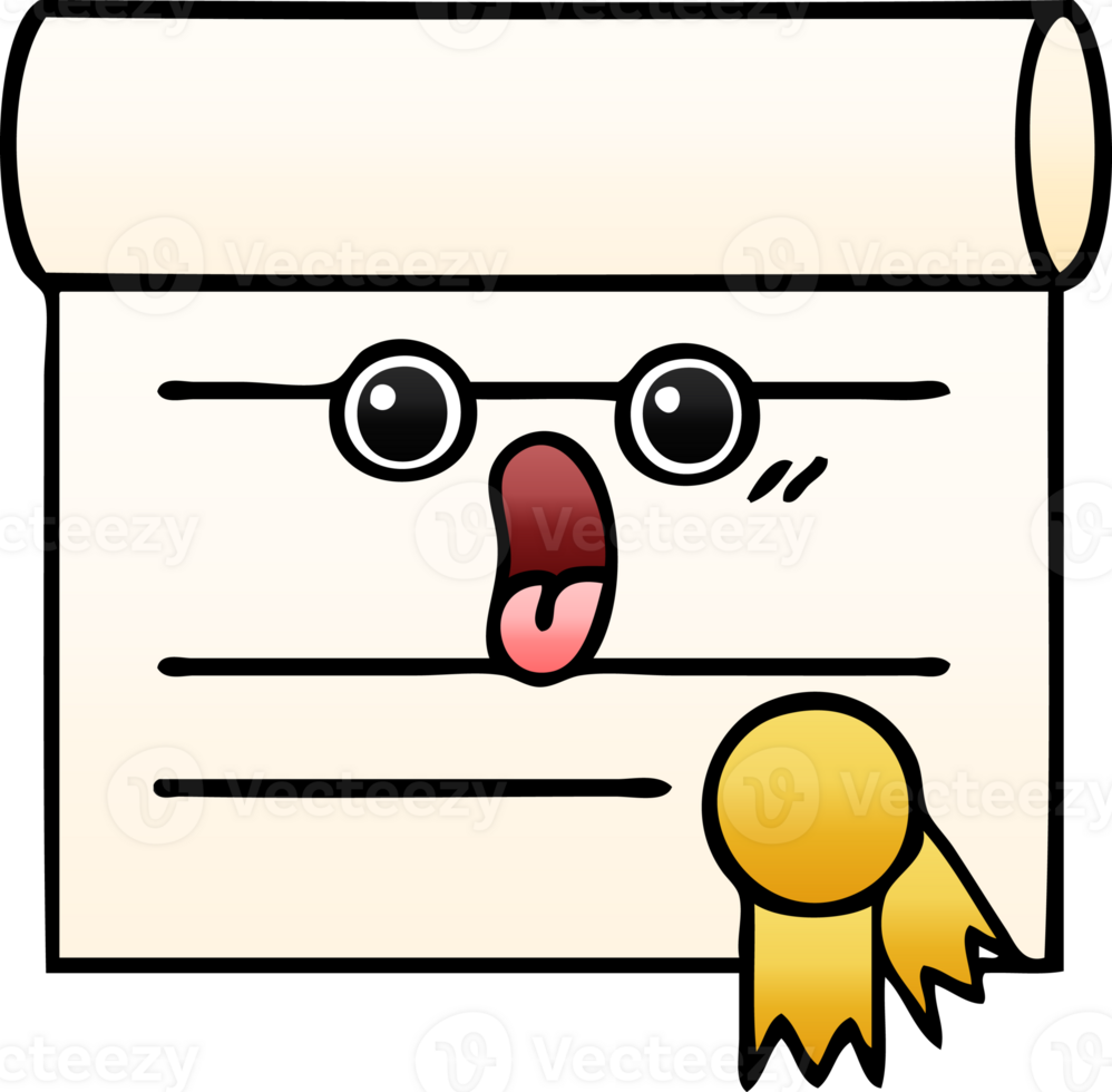 gradient shaded cartoon of a certificate png