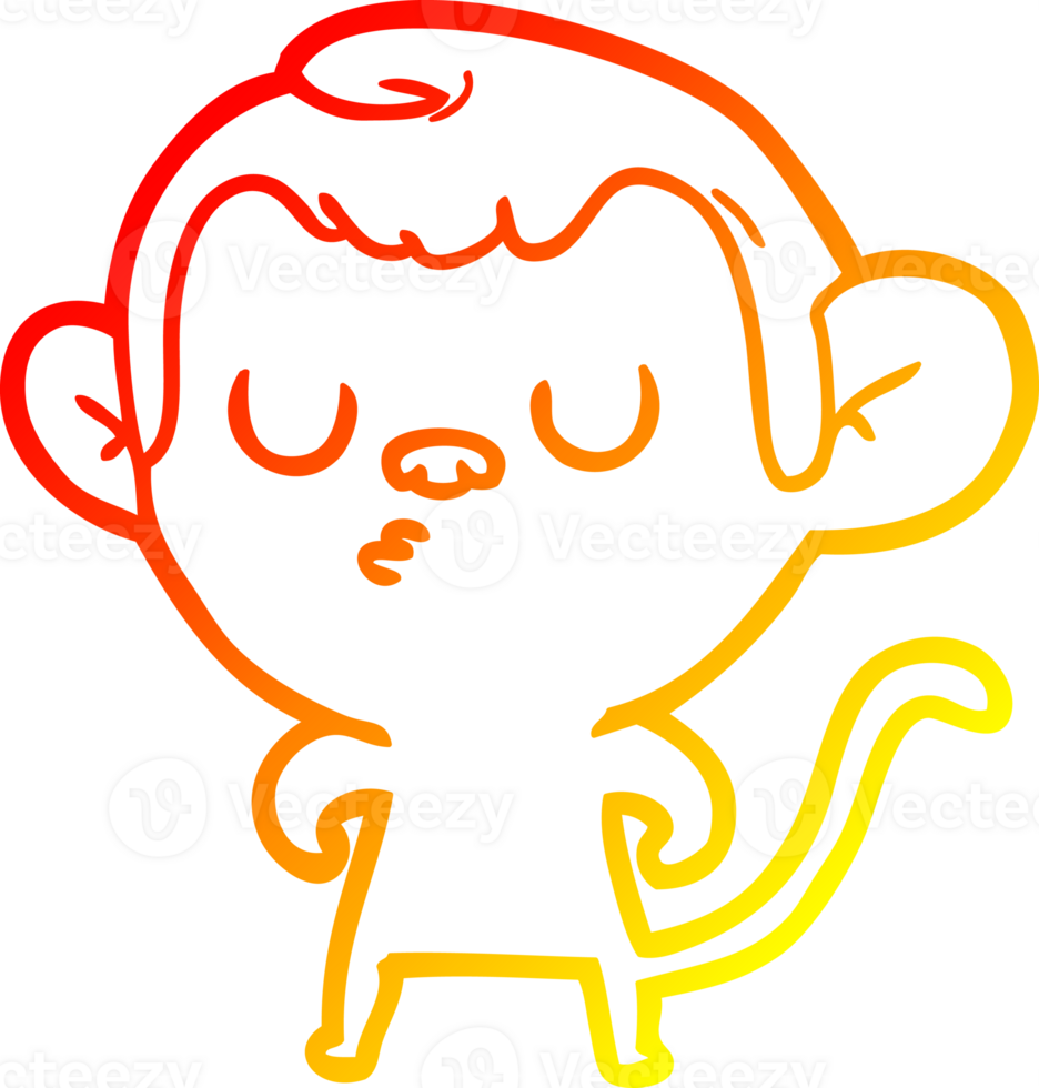 warm gradient line drawing of a cartoon monkey png