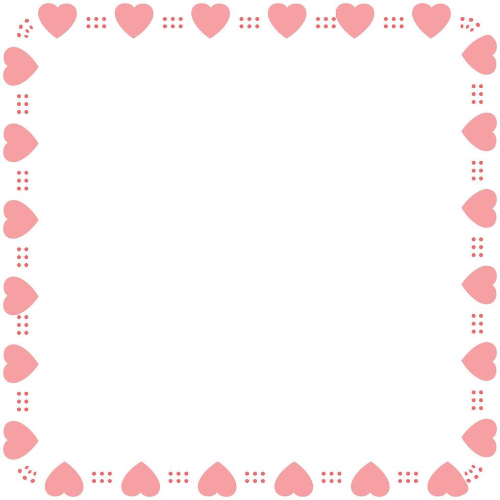 Hand drawn hearts border and frame on white background vector