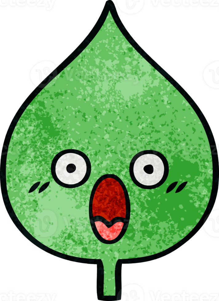 retro grunge texture cartoon of a expressional leaf png